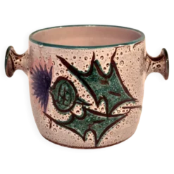 Cache-pot, Vase, Pot couvert, Vallauris motif « Aux Chardons » par E.Danie