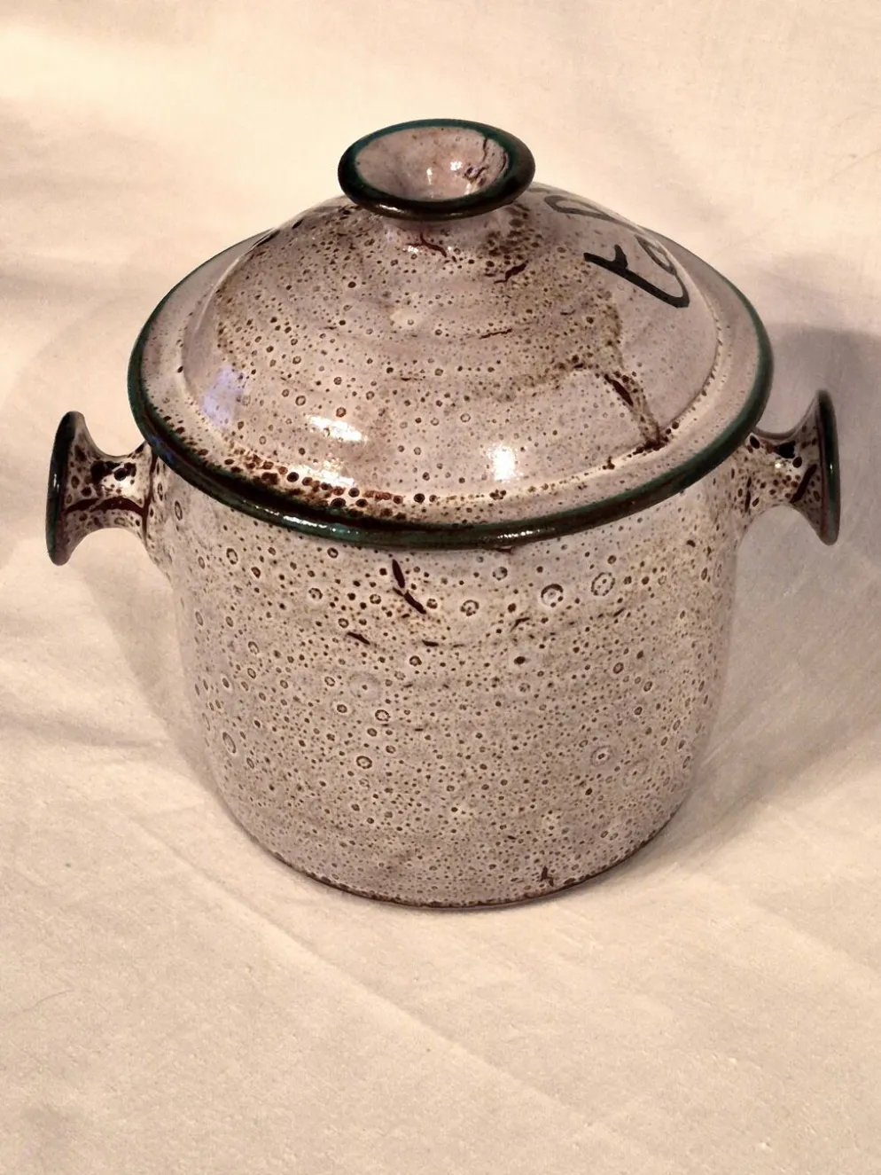 Cache-pot, Vase, Pot couvert, Vallauris motif « Aux Chardons » par E.Danie