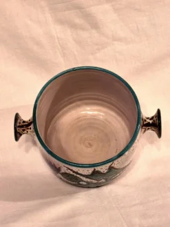 Cache-pot, Vase, Pot couvert, Vallauris motif « Aux Chardons » par E.Danie
