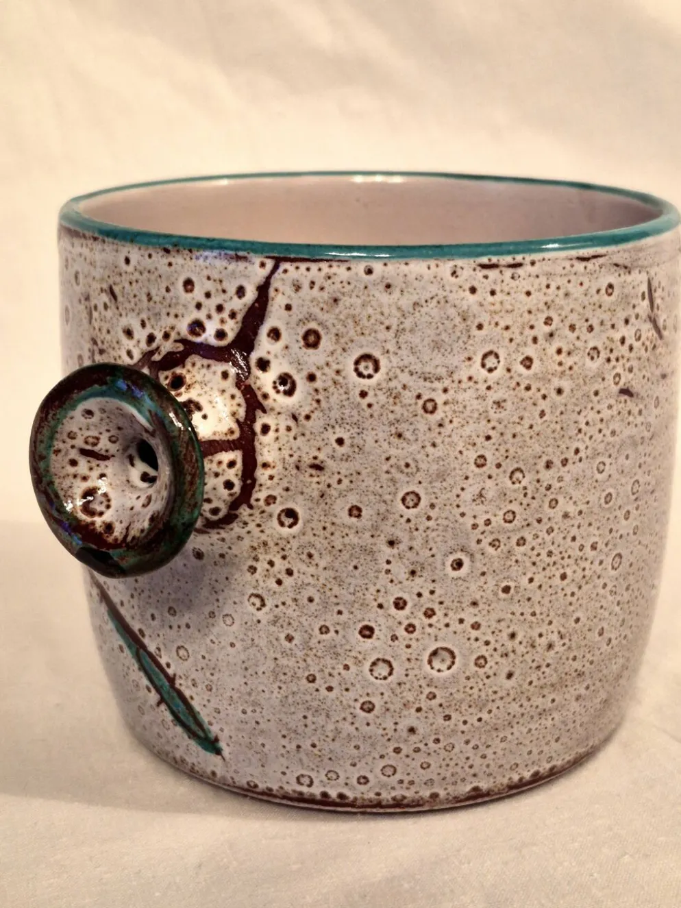 Cache-pot, Vase, Pot couvert, Vallauris motif « Aux Chardons » par E.Danie