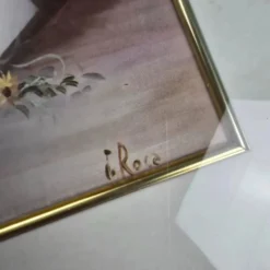 Cadre vintage bouquet de fleurs signé Roca – Impression décorative sous verre