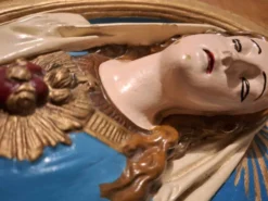 Cadre vintage de la Vierge en plâtre, tableau religieux ancien