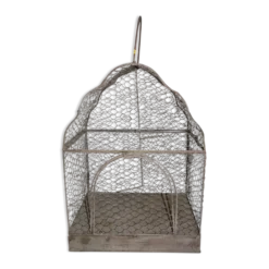 Cage en fer patiné gris