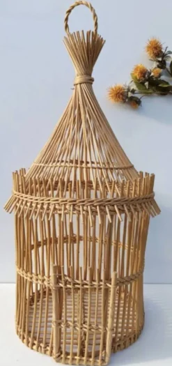 Cage en rotin vintage