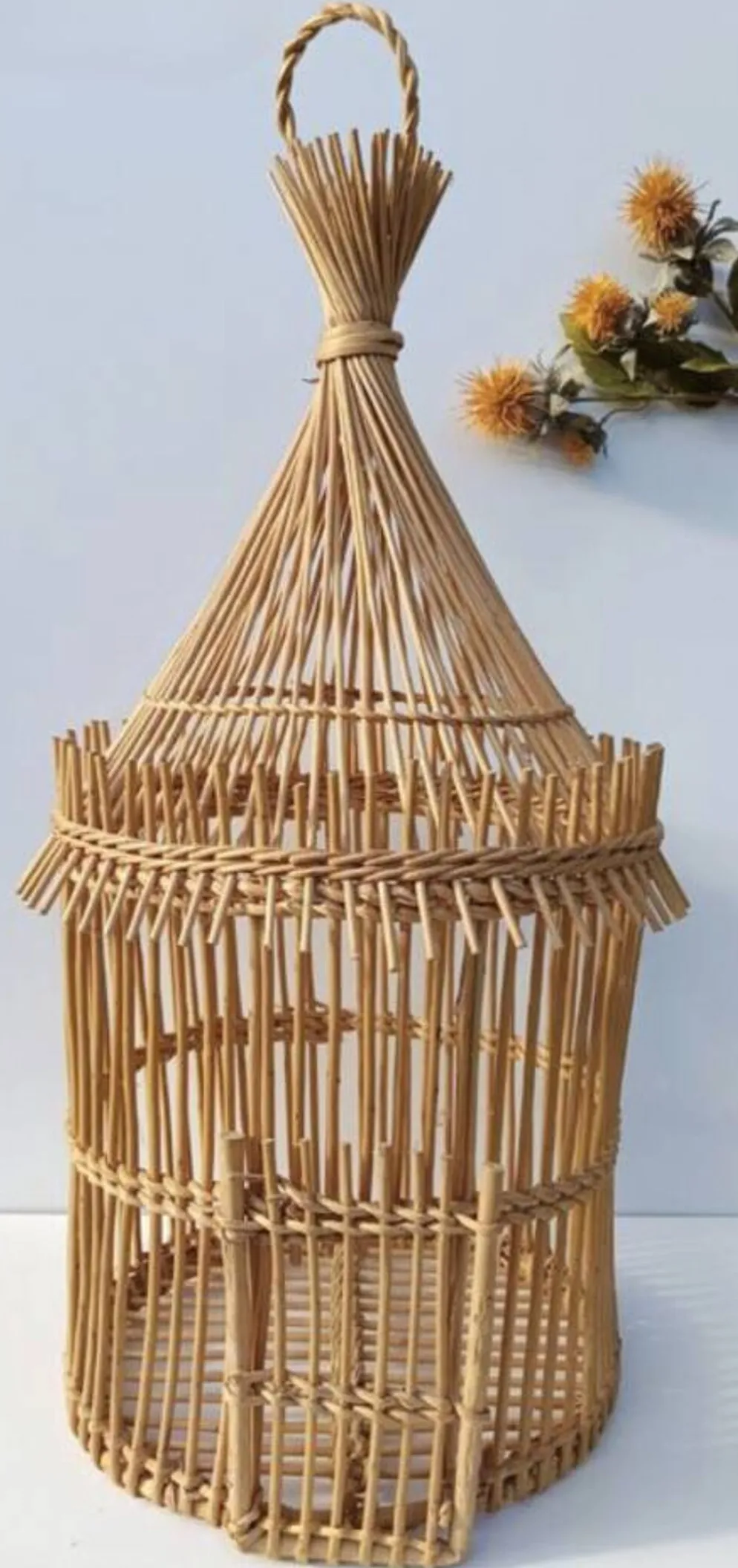 Cage en rotin vintage