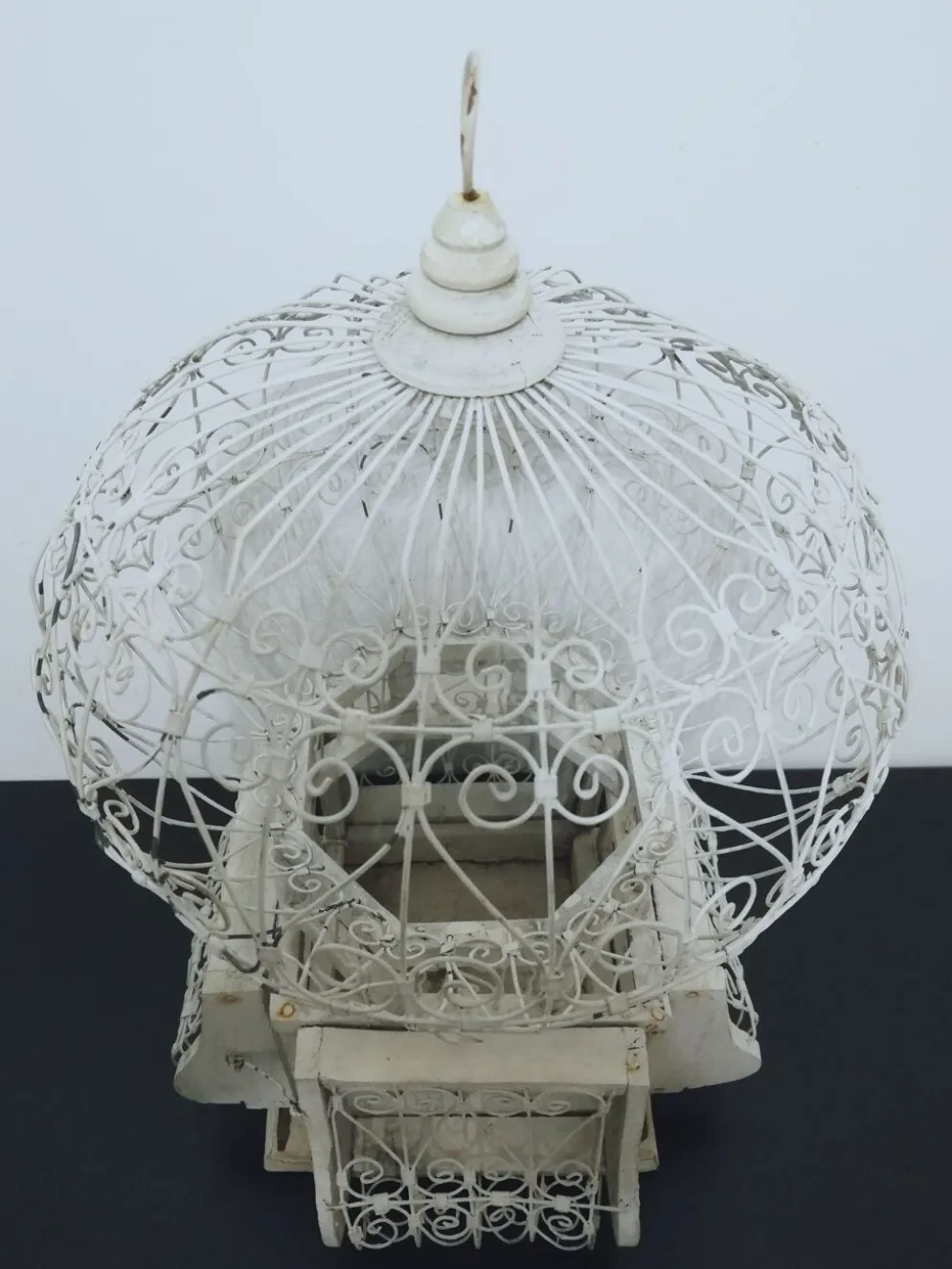 Cage à oiseaux ancienne métal et bois