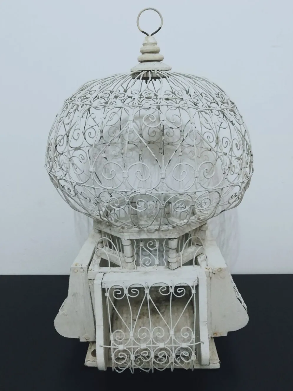 Cage à oiseaux ancienne métal et bois