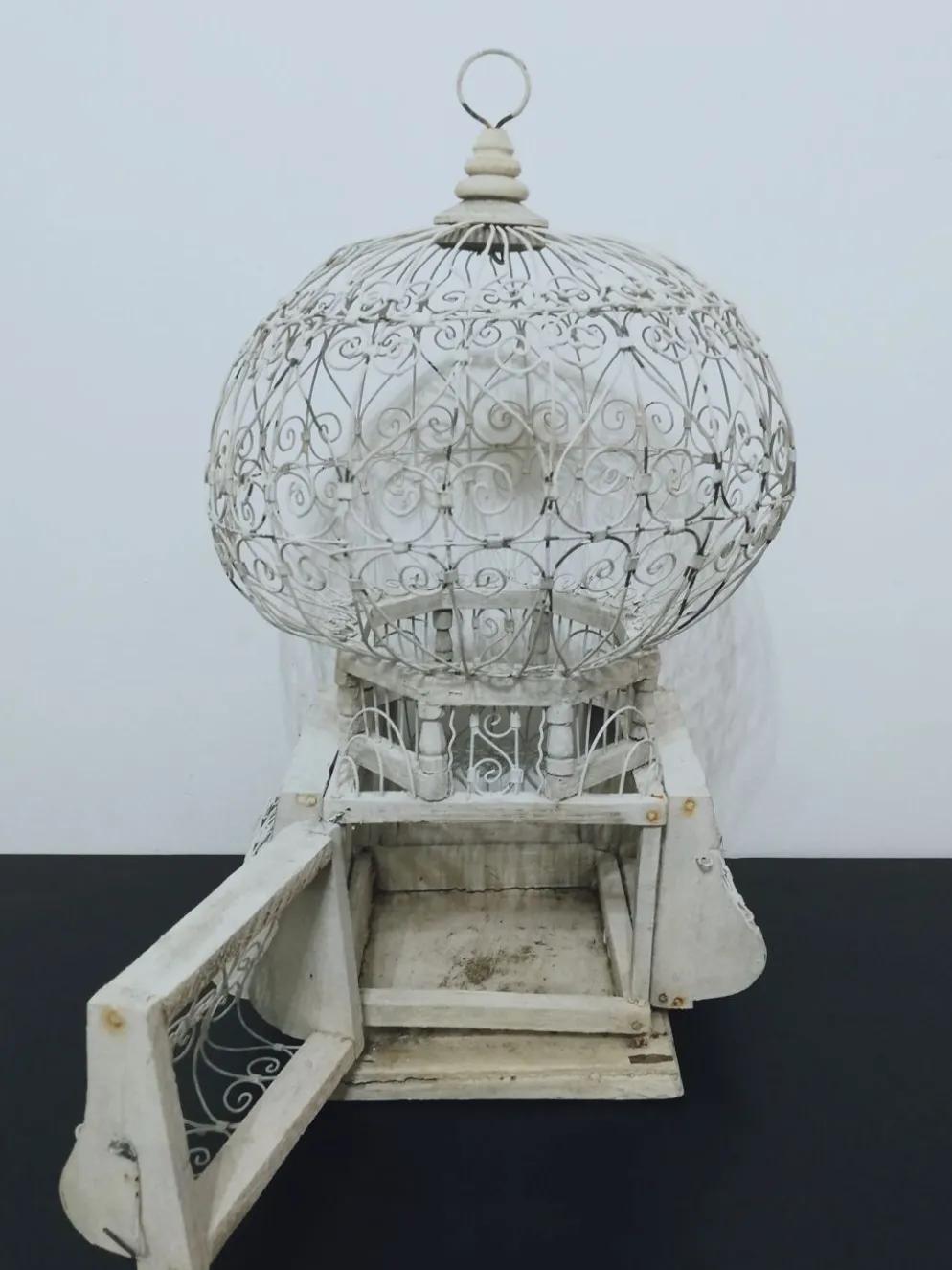 Cage à oiseaux ancienne métal et bois