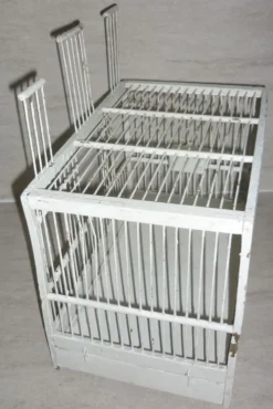 Cage à oiseaux blanche ancienne