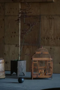Cage à oiseaux décorative en bois peint chinois, début du 20e siècle, années 1930