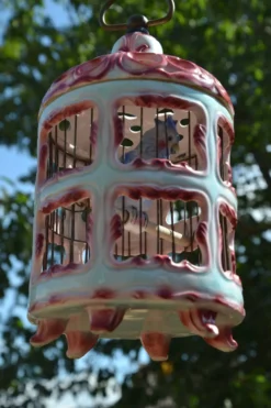 Cage à oiseaux en céramique italienne ancienne
