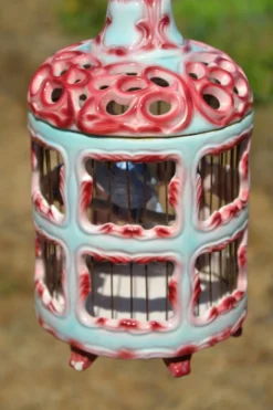 Cage à oiseaux en céramique italienne ancienne