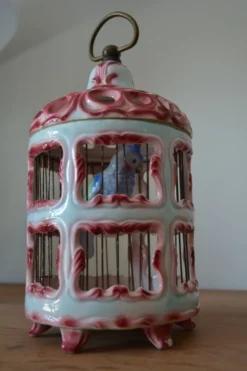 Cage à oiseaux en céramique italienne ancienne