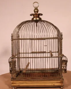 Cage à Oiseaux En Laiton - 19° Siècle