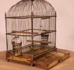 Cage à Oiseaux En Laiton - 19° Siècle