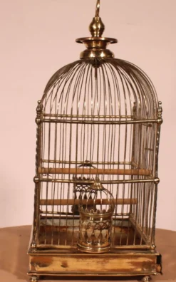 Cage à Oiseaux En Laiton - 19° Siècle