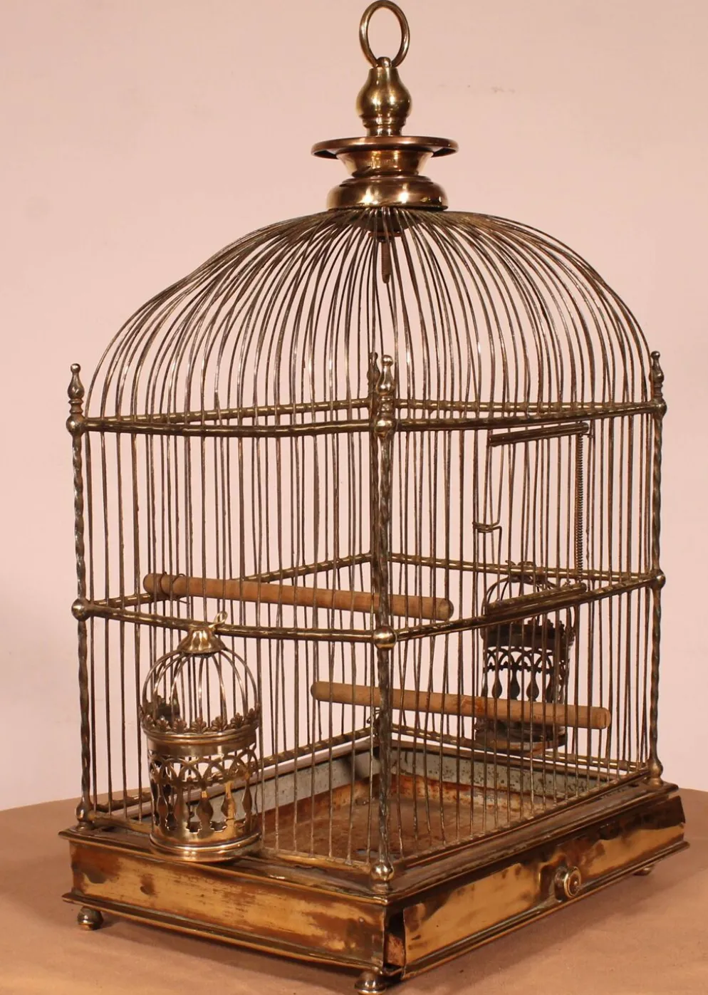 Cage à Oiseaux En Laiton - 19° Siècle