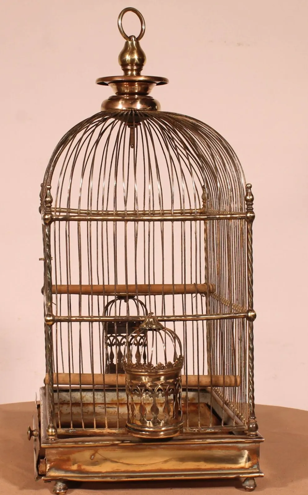Cage à Oiseaux En Laiton - 19° Siècle