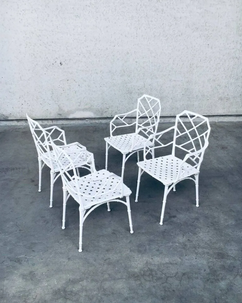 Calcutta Outdoor Armchair in Faux Bamboo by Hall Bradley for Brown Jordan, 1960s, Set of 4