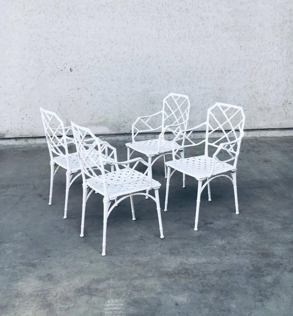 Calcutta Outdoor Armchair in Faux Bamboo by Hall Bradley for Brown Jordan, 1960s, Set of 4