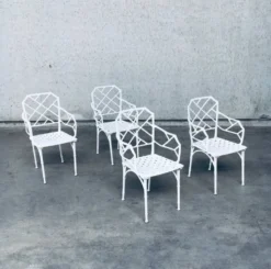 Calcutta Outdoor Armchair in Faux Bamboo by Hall Bradley for Brown Jordan, 1960s, Set of 4