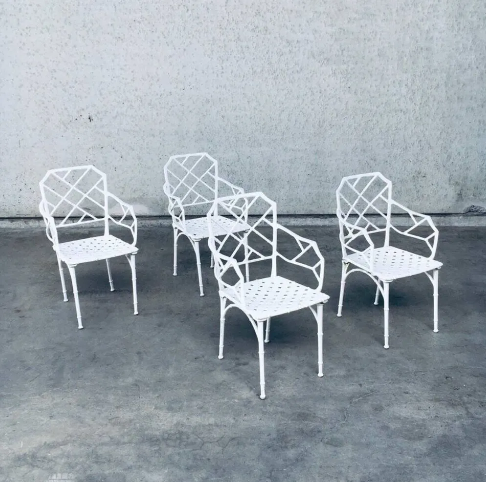 Calcutta Outdoor Armchair in Faux Bamboo by Hall Bradley for Brown Jordan, 1960s, Set of 4
