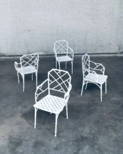 Calcutta Outdoor Armchair in Faux Bamboo by Hall Bradley for Brown Jordan, 1960s, Set of 4