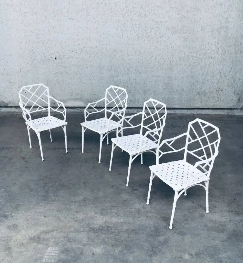 Calcutta Outdoor Armchair in Faux Bamboo by Hall Bradley for Brown Jordan, 1960s, Set of 4