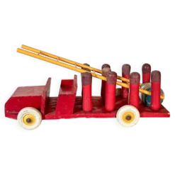 camion de pompier jeu de quilles en bois, jouet ancien années 30/40