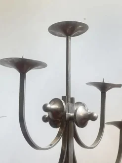 Candelabre sculptural en métal à cinq bras, Attila Demcsik, Hongrie, vers 1980