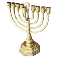 Candelabres vintage Menorah à 9 branches Judaica juive porte-bougies en laiton doré