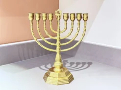 Candelabres vintage Menorah à 9 branches Judaica juive porte-bougies en laiton doré