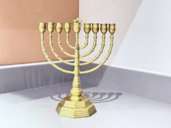 Candelabres vintage Menorah à 9 branches Judaica juive porte-bougies en laiton doré
