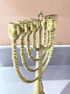 Candelabres vintage Menorah à 9 branches Judaica juive porte-bougies en laiton doré