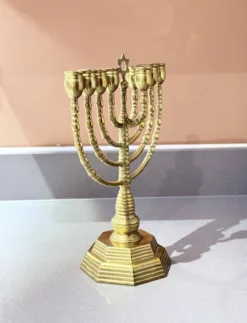 Candelabres vintage Menorah à 9 branches Judaica juive porte-bougies en laiton doré