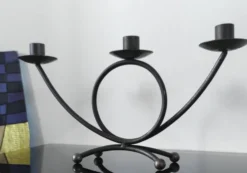 Candélabre 3 feux en fer forgé moderniste