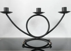 Candélabre 3 feux en fer forgé moderniste