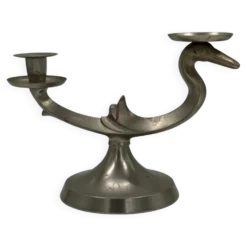 Candélabre vintage sculptural à deux lumières en forme d’oiseau
