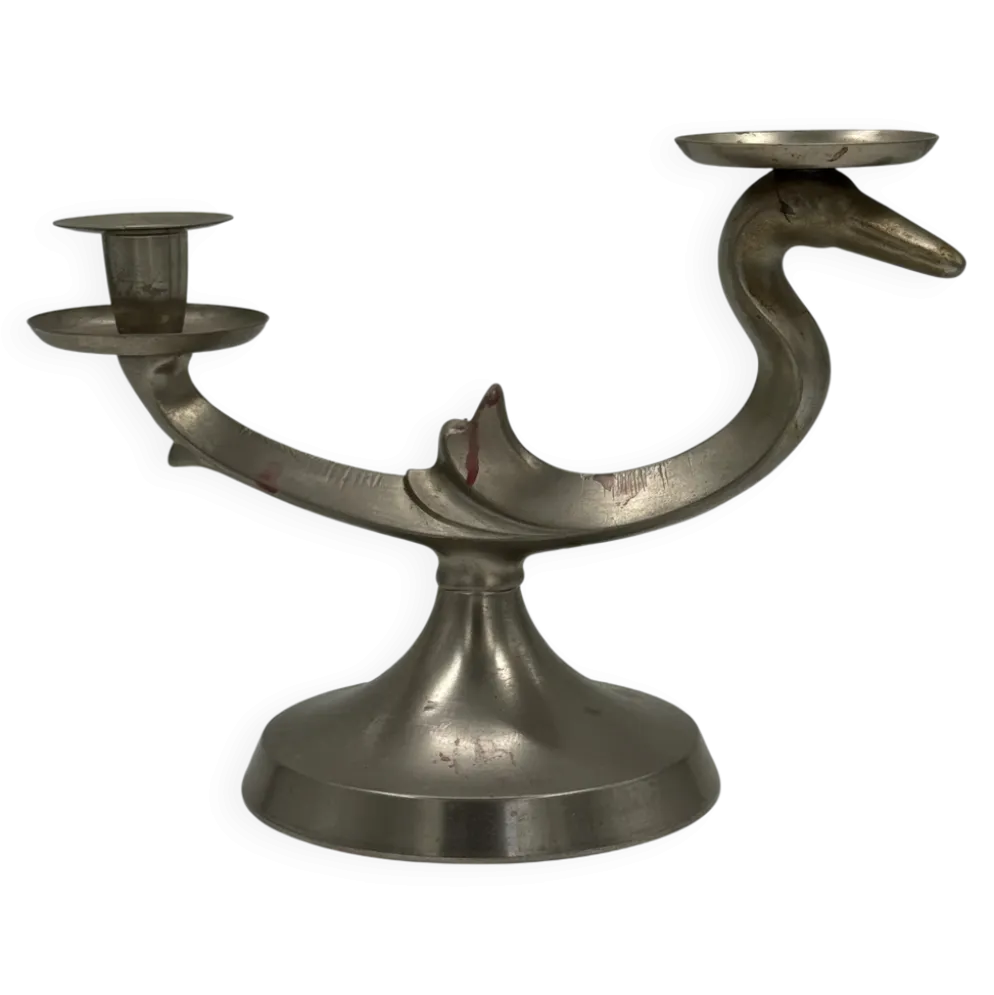 Candélabre vintage sculptural à deux lumières en forme d’oiseau