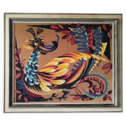 Canevas "l'oiseau d'or" style Lurçat, Ledoux, années 70