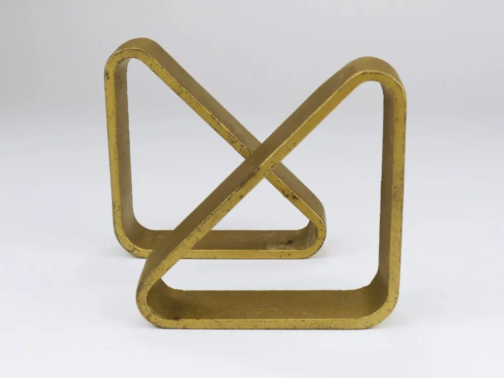 Carl Aubock III Paire de Serre-livres Triangulaires en Fer Doré 5443, Vienne/Autriche, Années 1970