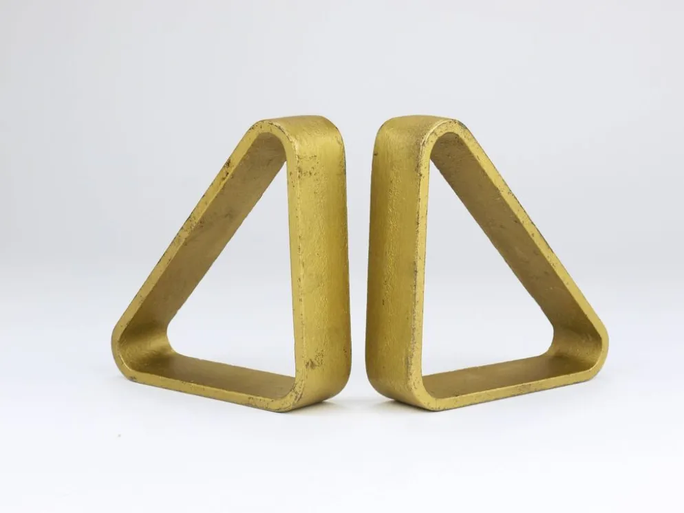 Carl Aubock III Paire de Serre-livres Triangulaires en Fer Doré 5443, Vienne/Autriche, Années 1970