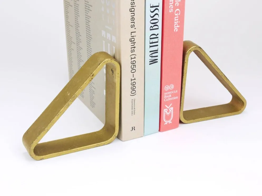 Carl Aubock III Paire de Serre-livres Triangulaires en Fer Doré 5443, Vienne/Autriche, Années 1970