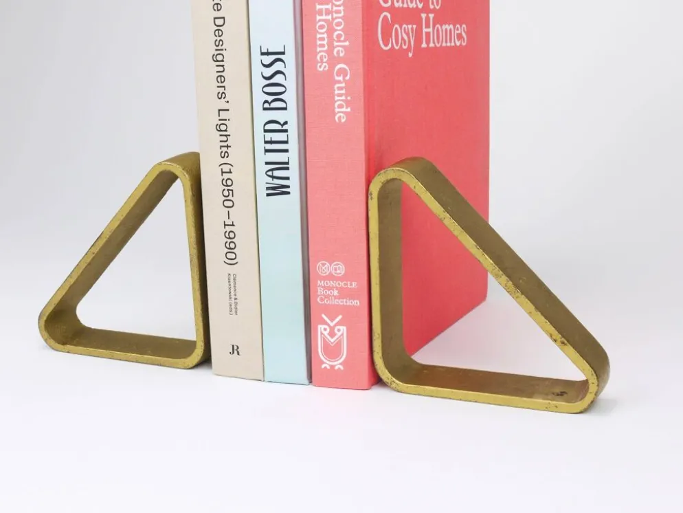 Carl Aubock III Paire de Serre-livres Triangulaires en Fer Doré 5443, Vienne/Autriche, Années 1970