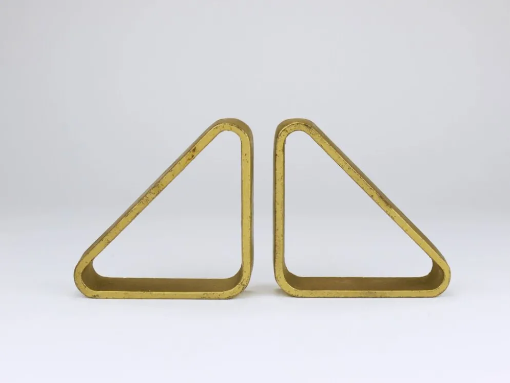 Carl Aubock III Paire de Serre-livres Triangulaires en Fer Doré 5443, Vienne/Autriche, Années 1970