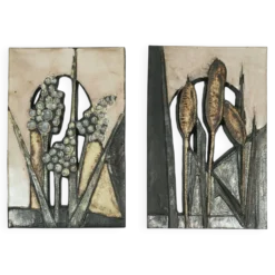 2 carreaux muraux décoratifs vintage des années 1970 par ruscha-keramik design floral