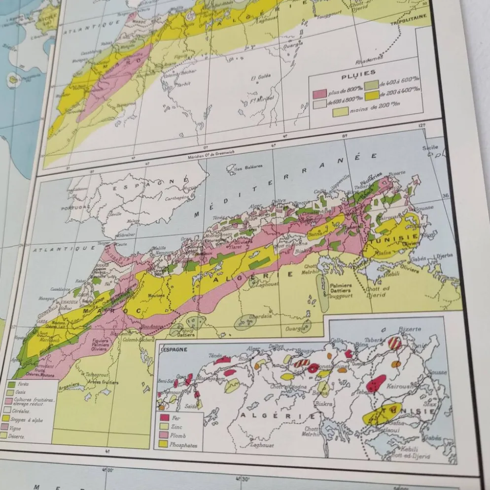 Carte Afrique du Nord 1950