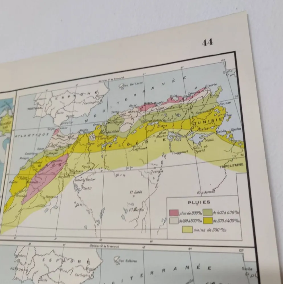 Carte Afrique du Nord 1950
