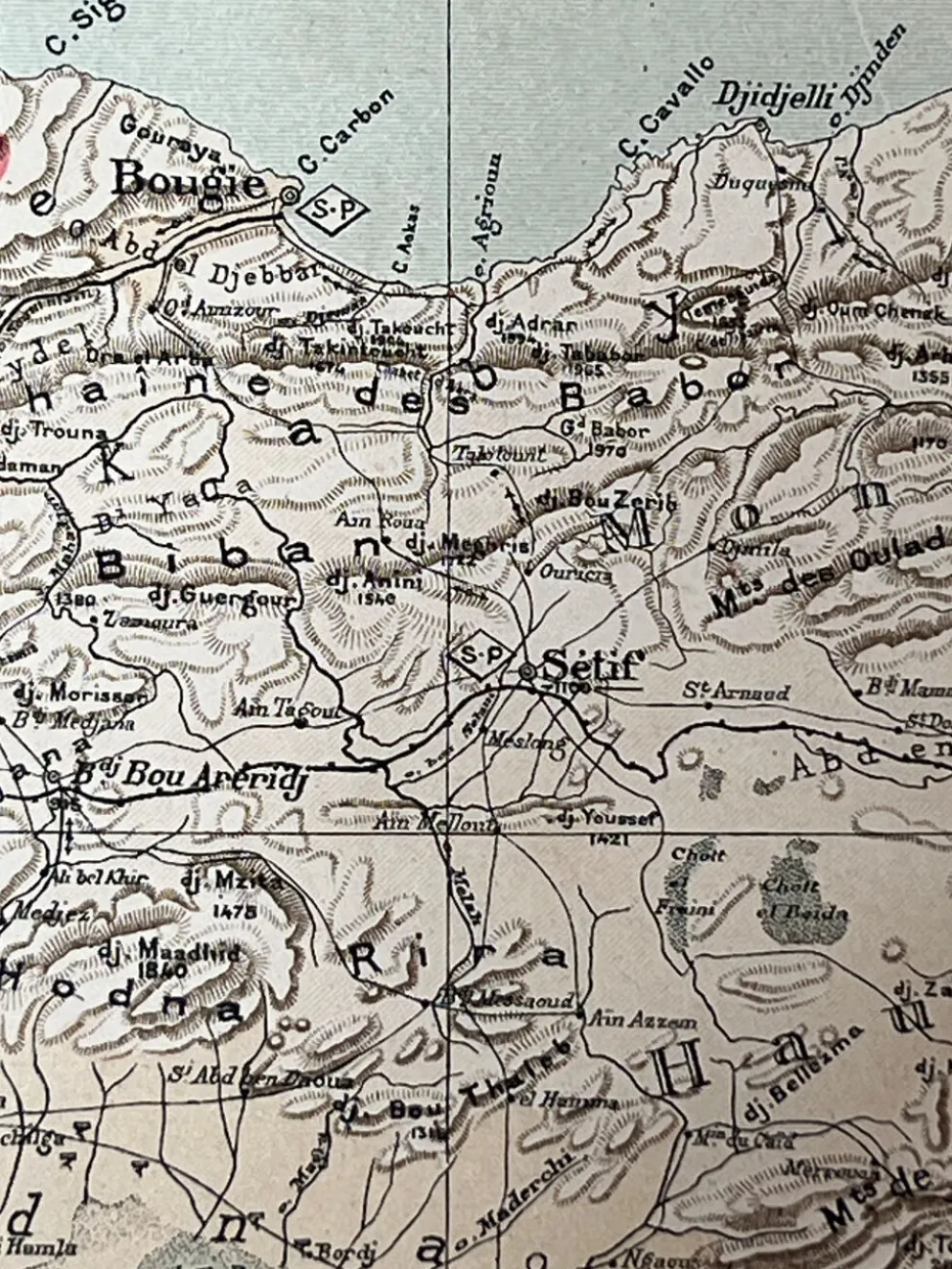 Carte ancienne Algérie et Tunisie 72,5x47cm