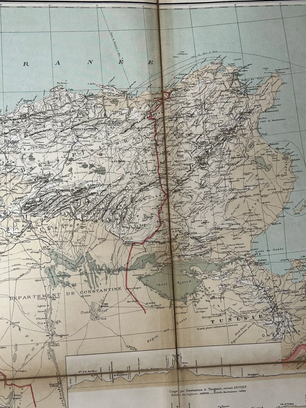 Carte ancienne Algérie et Tunisie 72,5x47cm